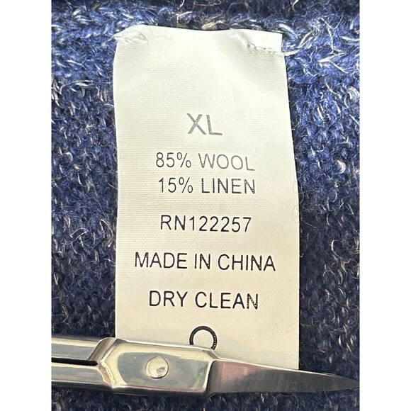 Save Khaki Mens XL Wool  Linen Blue Fair Isle Sweater - Picture 6 of 9